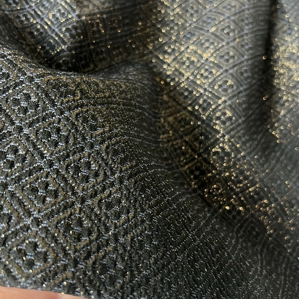 Ann Taylor LOFT Black Metallic Gold Jacquard A-Line Skirt Pockets - Picture 3 of 6